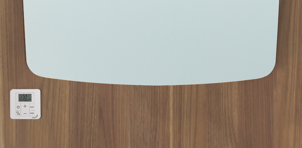 Zehnder_RAD_Vitalo-Spa-EL_RACY-S_detail_control_panel_aluminium anodized Focus Zehnder Vitalo Spa Decorative radiator Front view